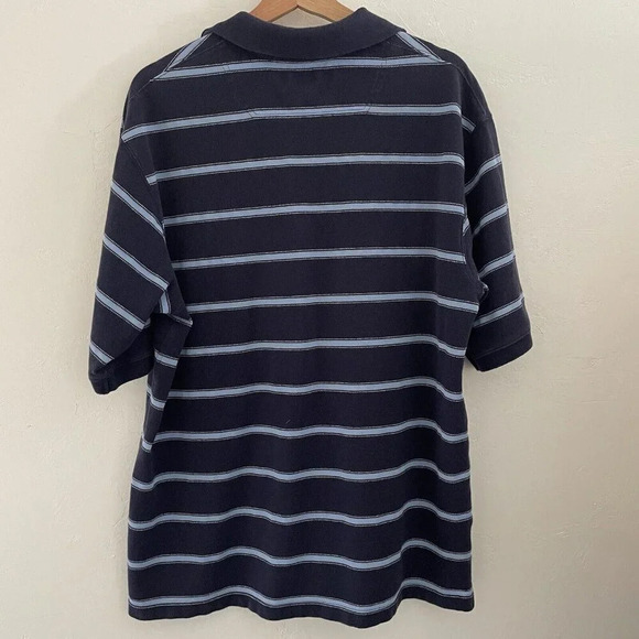 Sean John Mens Vintage Y2K Polo Shirt XL Dark Blue Lt Blue Stripe Hip Hop Golf - Picture 2 of 10